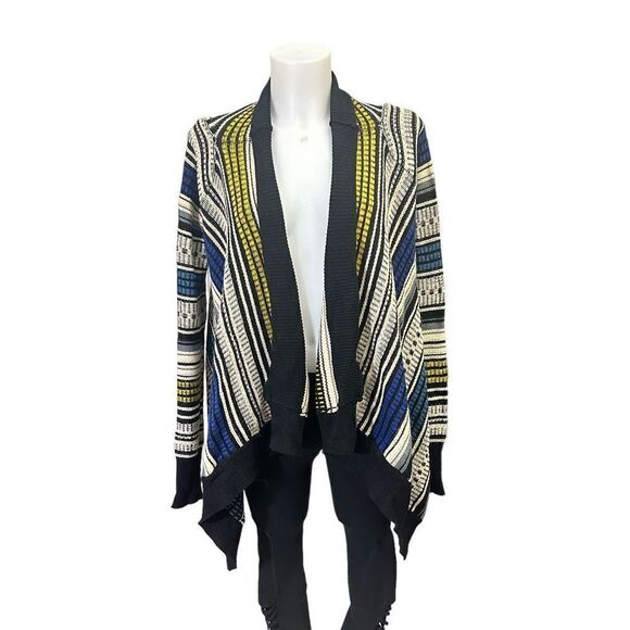 fab’rik Women’s Striped open front Knit cardigan multicolored Boho sz medium - Picture 1 of 8